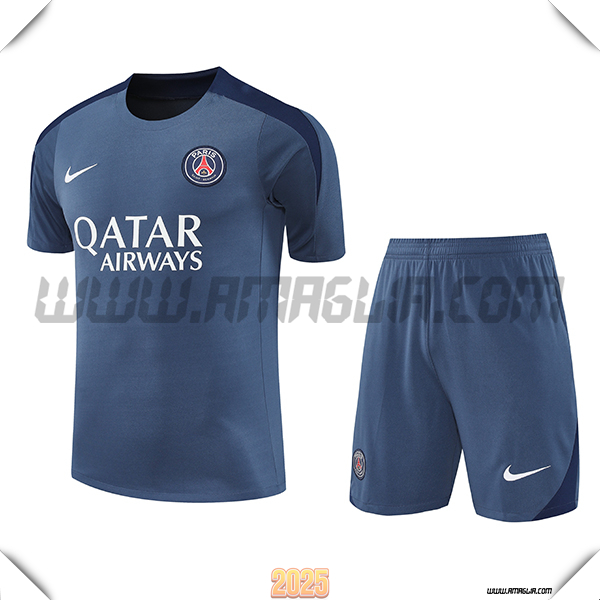 Kit Maglia Allenamento PSG Grigio/Blu 2025 2026