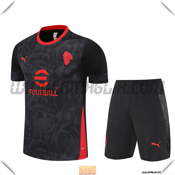 Kit Maglia Allenamento AC Milan Nero/Grigio/Rosso 2025 2026