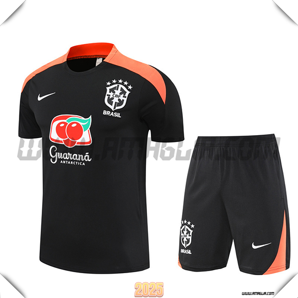 Kit Maglia Allenamento Brasile Nero/Arancia 2025 2026