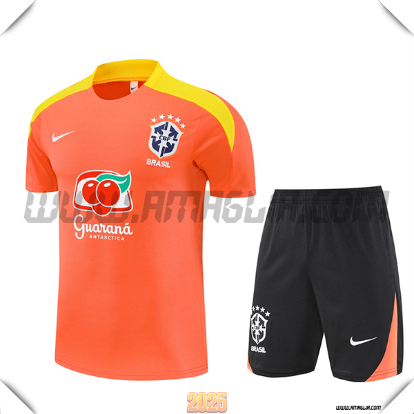Kit Maglia Allenamento Brasile Arancia/Giallo 2025 2026