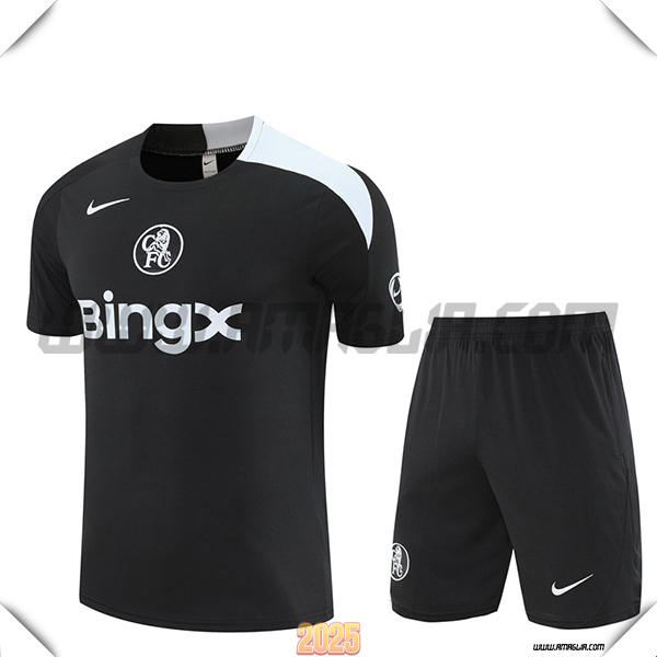 Kit Maglia Allenamento FC Chelsea Nero/Bianco 2025 2026 -02