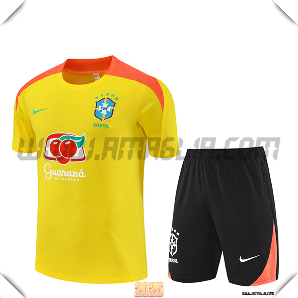 Kit Maglia Allenamento Brasile Giallo/Arancia 2025 2026