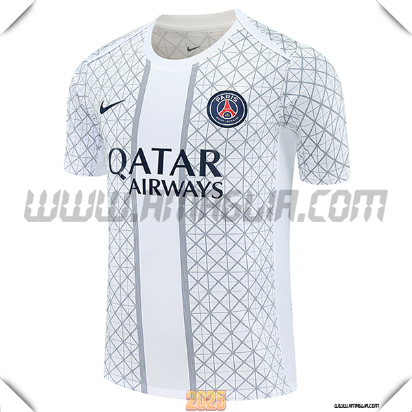 T Shirt Allenamento PSG Bianco/Grigio 2025 2026
