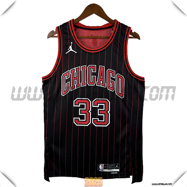 Maglia Chicago Bulls (PIPPEN #33) 2025/26 Nero/Rosso -02