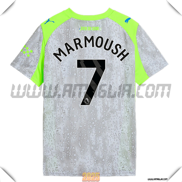 Terzo Maglia Calcio Manchester City MARMOUSH #7 2025 2026 Grigio/Verde