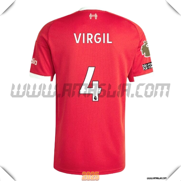 Prima Maglia Calcio FC Liverpool VIRGIL #4 2025 2026 Rosso