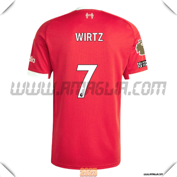 Prima Maglia Calcio FC Liverpool WIRTZ #7 2025 2026 Rosso