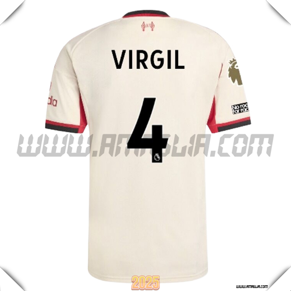 Seconda Maglia Calcio FC Liverpool VIRGIL #4 2025 2026 Bianco