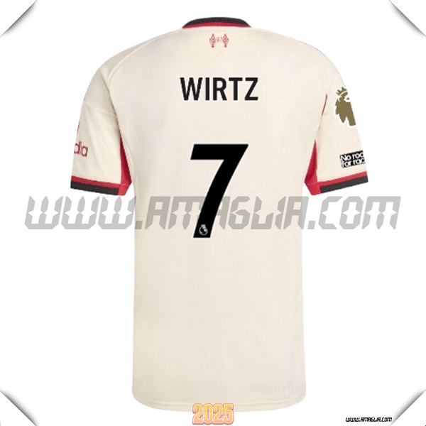 Seconda Maglia Calcio FC Liverpool WIRTZ #7 2025 2026 Bianco