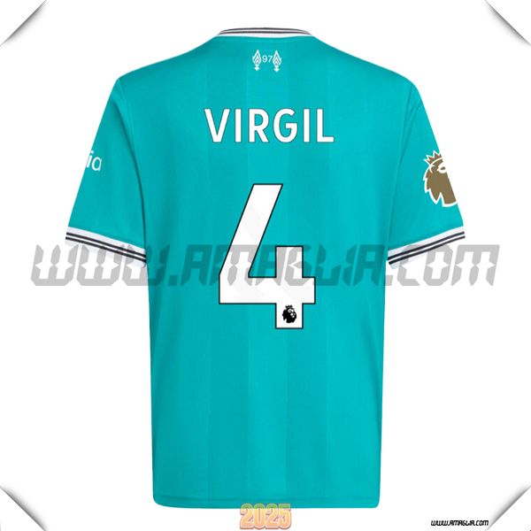 Terzo Maglia Calcio FC Liverpool VIRGIL #4 2025 2026 Verde