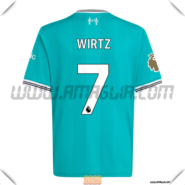 Terzo Maglia Calcio FC Liverpool WIRTZ #7 2025 2026 Verde