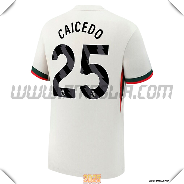 Seconda Maglia Calcio FC Chelsea CAICEDO #25 2025 2026 Bianco