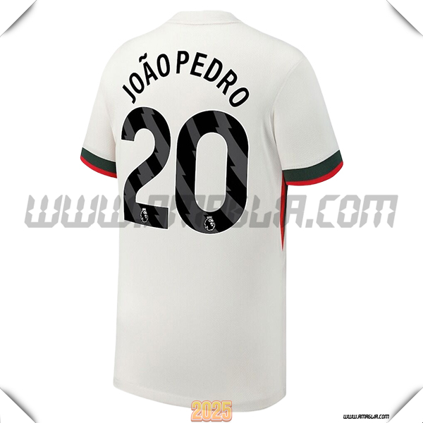 Seconda Maglia Calcio FC Chelsea JOÃO PEDRO #20 2025 2026 Bianco