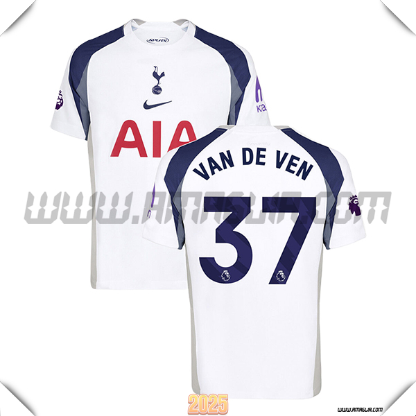 Prima Maglia Calcio Tottenham Hotspur VAN DE VEN #37 2025 2026 Bianco