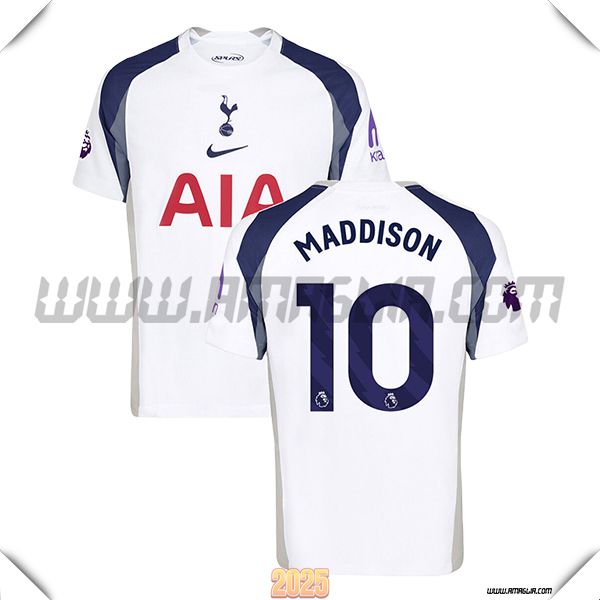 Prima Maglia Calcio Tottenham Hotspur MADDISON #10 2025 2026 Bianco
