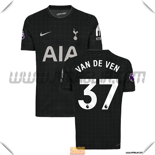 Seconda Maglia Calcio Tottenham Hotspur VAN DE VEN #37 2025 2026 Nero