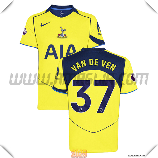 Terzo Maglia Calcio Tottenham Hotspur VAN DE VEN #37 2025 2026 GIALLO