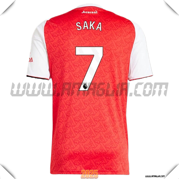 Prima Maglia Calcio FC Arsenal SAKA #7 2025 2026 Rosso/Bianco