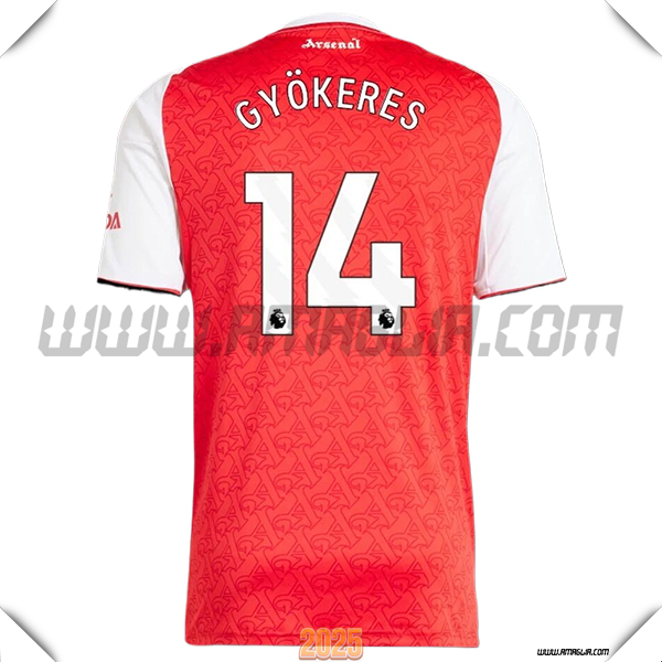 Prima Maglia Calcio FC Arsenal GYÖKERES #14 2025 2026 Rosso/Bianco