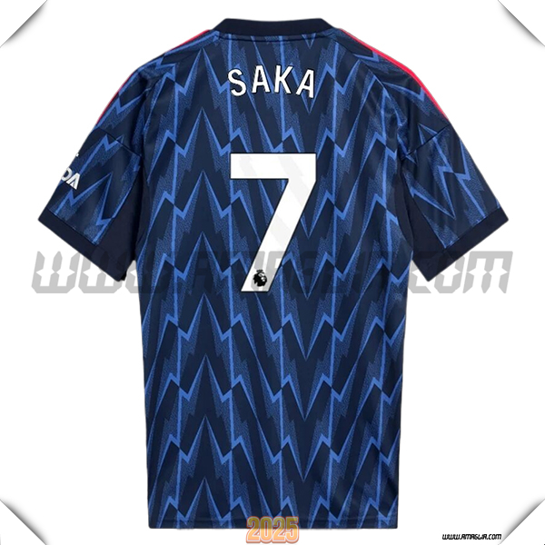 Seconda Maglia Calcio FC Arsenal SAKA #7 2025 2026 Blu Marina