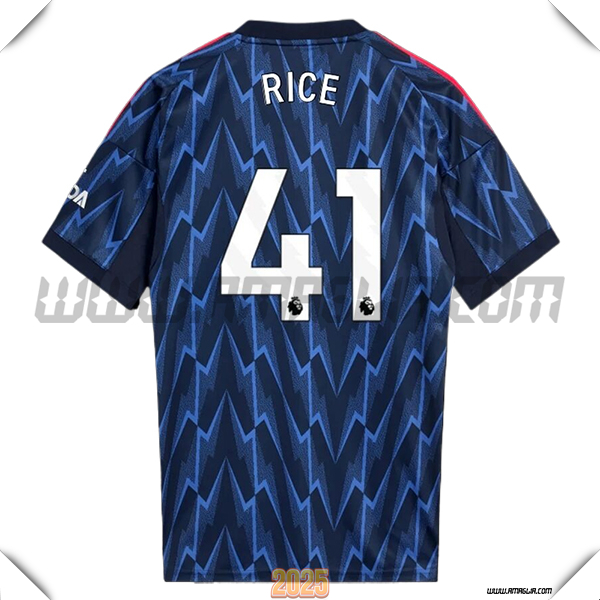 Seconda Maglia Calcio FC Arsenal RICE #41 2025 2026 Blu Marina
