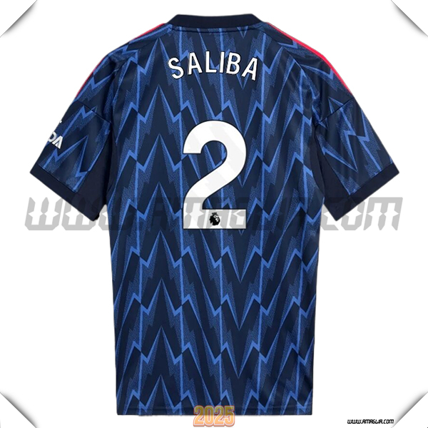 Seconda Maglia Calcio FC Arsenal SALIBA #2 2025 2026 Blu Marina