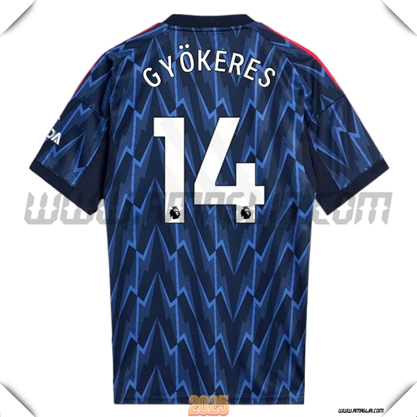Seconda Maglia Calcio FC Arsenal GYÖKERES #14 2025 2026 Blu Marina