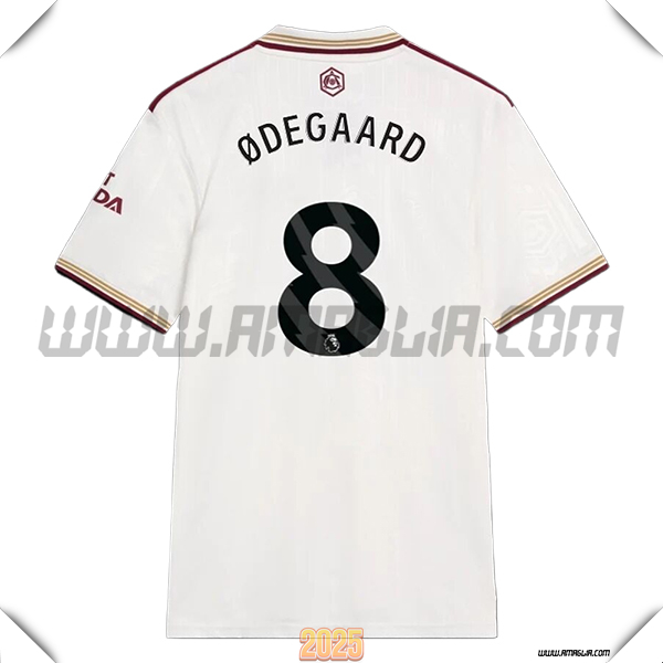 Terzo Maglia Calcio FC Arsenal ØDEGAARD #8 2025 2026 Bianco