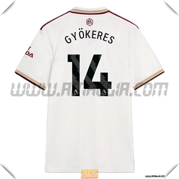 Terzo Maglia Calcio FC Arsenal GYÖKERES #14 2025 2026 Bianco