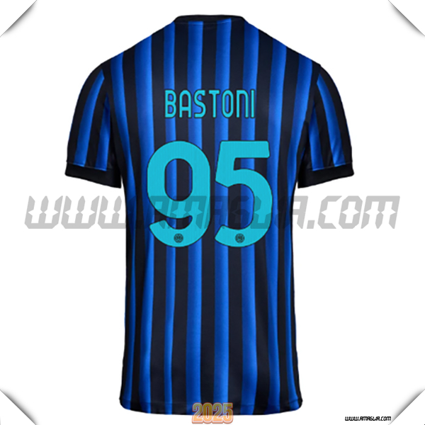 Prima Maglia Calcio Inter Milan BASTONI #95 2025 2026 Blu/Nero