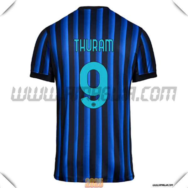 Prima Maglia Calcio Inter Milan THURAM #9 2025 2026 Blu/Nero