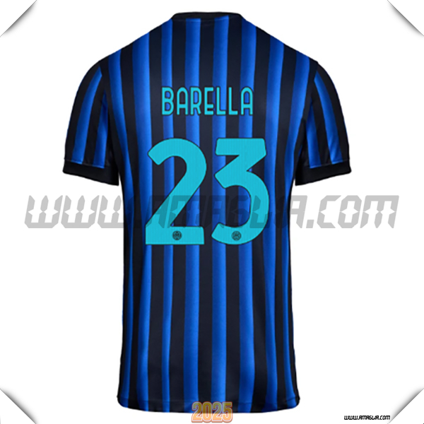 Prima Maglia Calcio Inter Milan BARELLA #23 2025 2026 Blu/Nero
