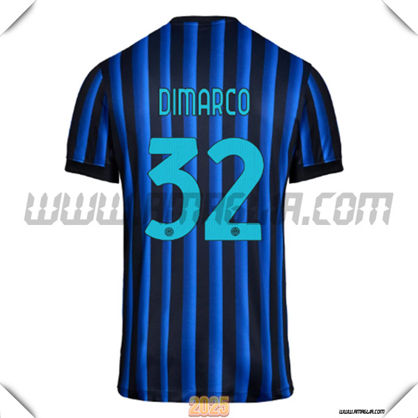 Prima Maglia Calcio Inter Milan DIMARCO #32 2025 2026 Blu/Nero
