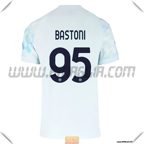 Seconda Maglia Calcio Inter Milan BASTONI #95 2025 2026 Blu Chiaro