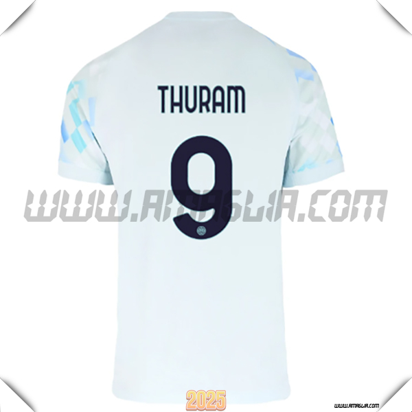 Seconda Maglia Calcio Inter Milan THURAM #9 2025 2026 Blu Chiaro