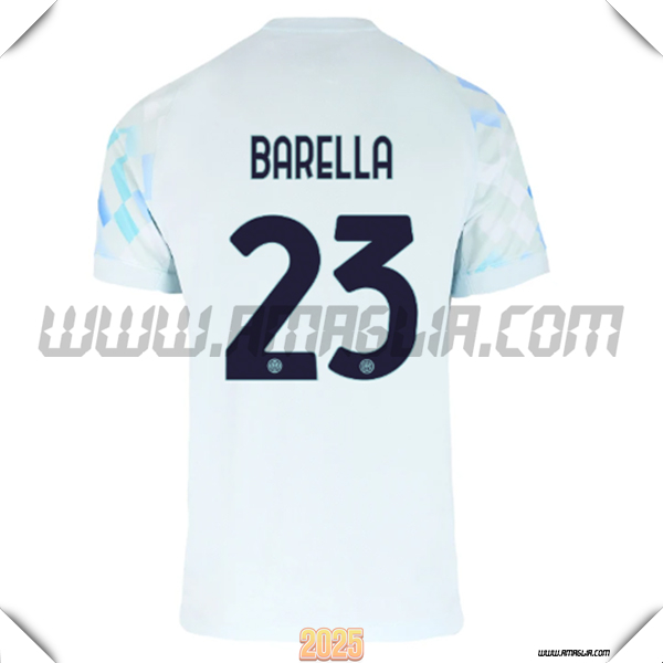 Seconda Maglia Calcio Inter Milan BARELLA #23 2025 2026 Blu Chiaro