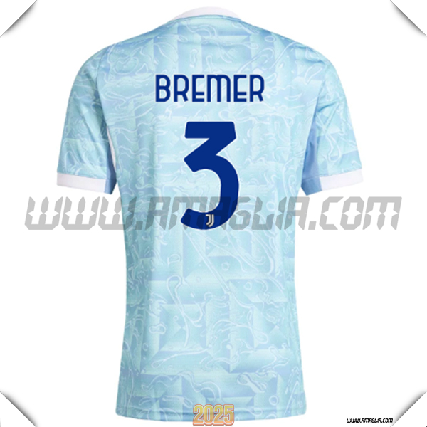 Seconda Maglia Calcio Juventus BREMER #3 2025 2026 Blu