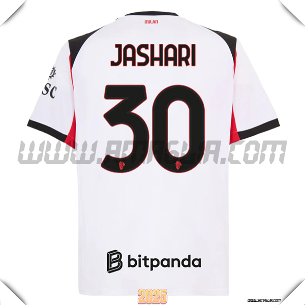 Seconda Maglia Calcio AC Milan JASHARI #30 2025 2026 Bianco