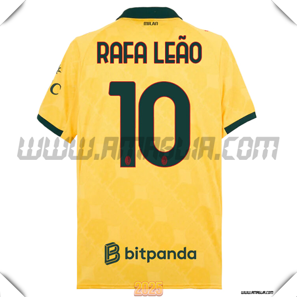 Terzo Maglia Calcio AC Milan RAFAEL LEÃO #10 2025 2026 GIALLO