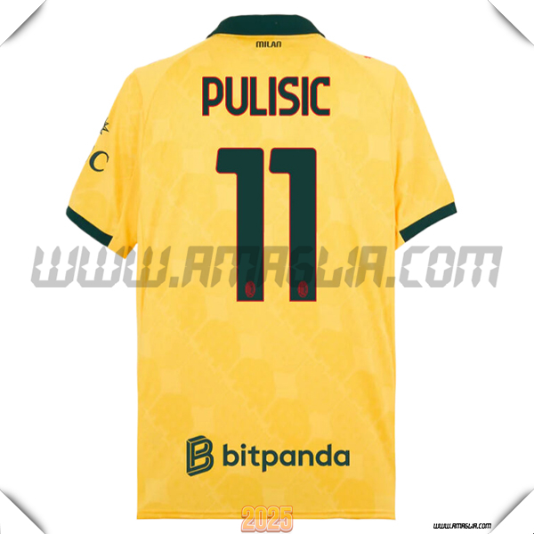 Terzo Maglia Calcio AC Milan PULISIC #11 2025 2026 GIALLO