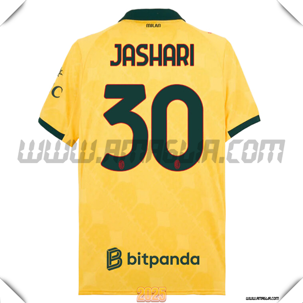 Terzo Maglia Calcio AC Milan JASHARI #30 2025 2026 GIALLO
