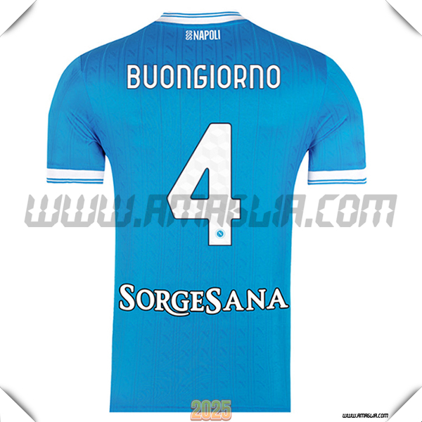 Prima Maglia Calcio SSC Napoli BUONGIORNO #4 2025 2026 Blu