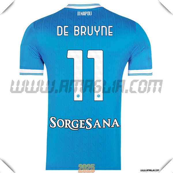 Prima Maglia Calcio SSC Napoli DE BRUYNE #11 2025 2026 Blu