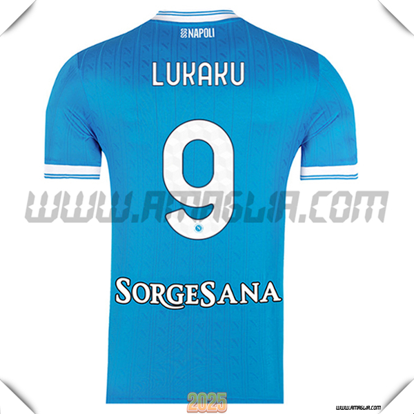Prima Maglia Calcio SSC Napoli LUKAKU #9 2025 2026 Blu