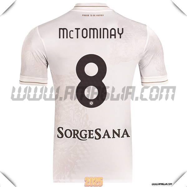 Seconda Maglia Calcio SSC Napoli MCTOMINAY #8 2025 2026 Bianco