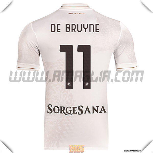Seconda Maglia Calcio SSC Napoli DE BRUYNE #11 2025 2026 Bianco