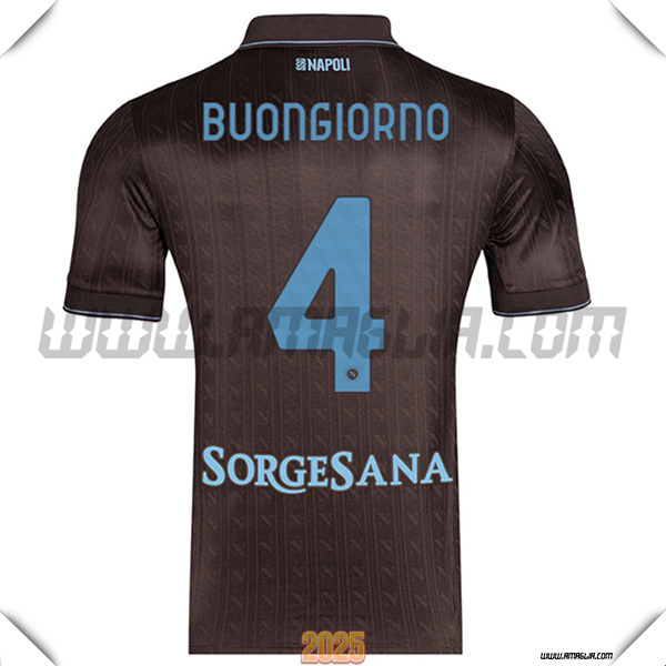 Terzo Maglia Calcio SSC Napoli BUONGIORNO #4 2025 2026 Nero