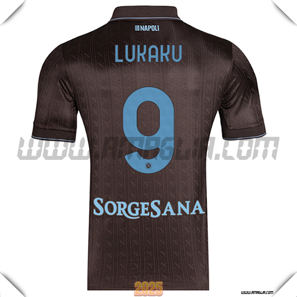 Terzo Maglia Calcio SSC Napoli LUKAKU #9 2025 2026 Nero