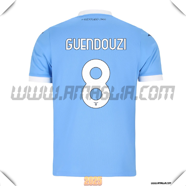 Prima Maglia Calcio SS Lazio GUENDOUZI #8 2025 2026 Blu Cielo