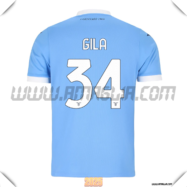 Prima Maglia Calcio SS Lazio GILA #34 2025 2026 Blu Cielo